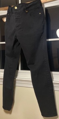Iman Woman s Black Straight Leg Ankle Stretch Denim Jeans Size 14