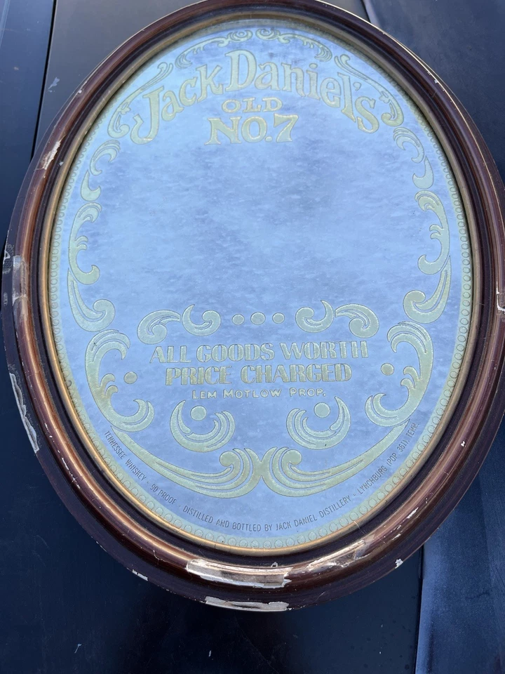un Jack Daniel's Old No. de colección Letrero espejo barra oro ovalado 7. Buen estado Foto 3 de 4