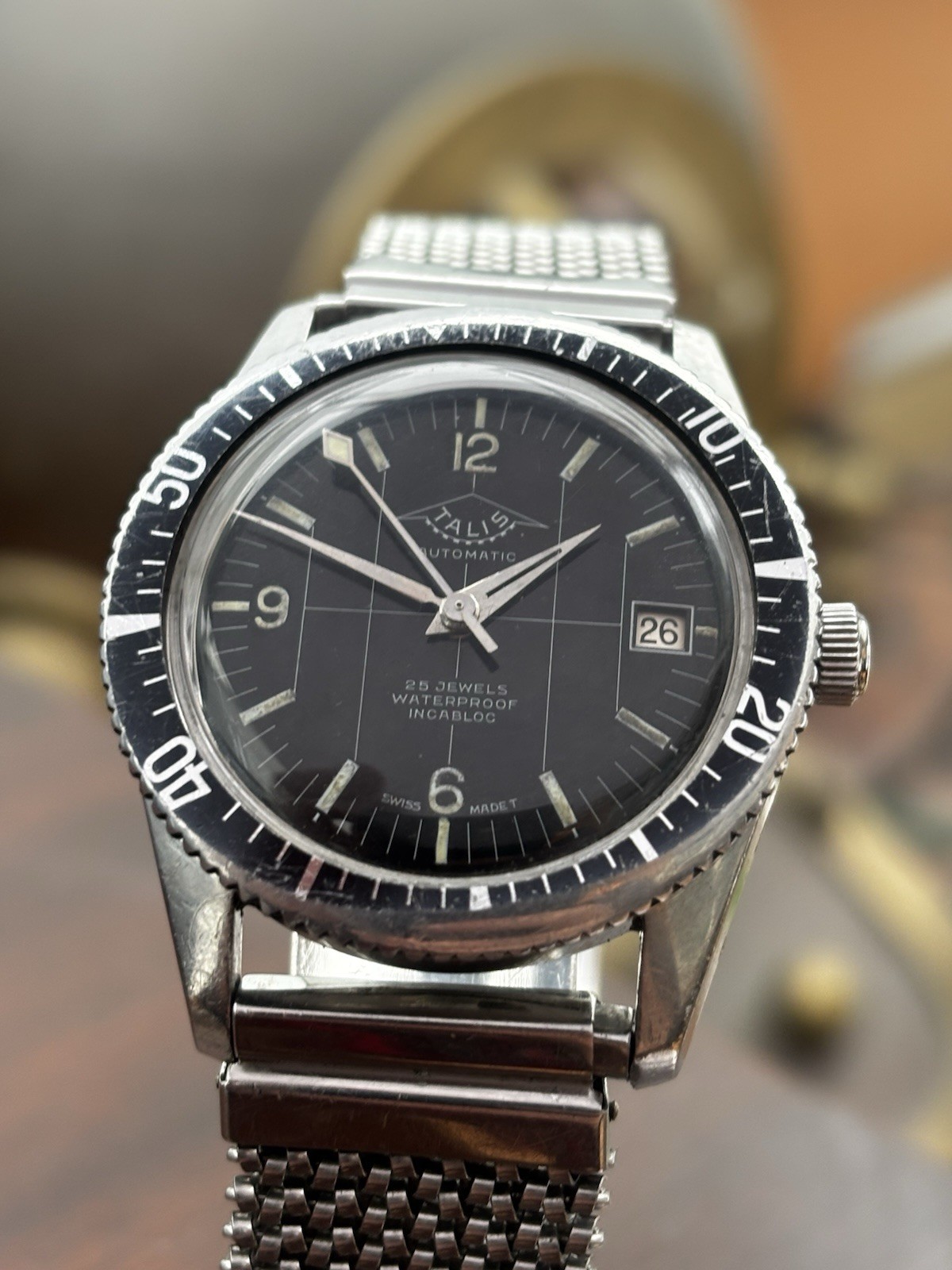 Steel Dive Talis Automatic Stainless Diver Mens Vintage Skin Watch Rare - vintagewatches.pk