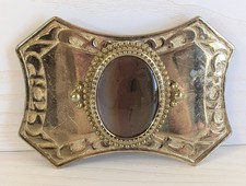 Vtg Oval Faux Gem Western Cowboy Goldtone Belt Buckle, Please Read The Descript