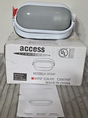 Access Lighting Nauticus 1-Light White Outdoor Bulkhead Light with Frosted Glass