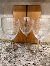 3 Festive Etched Matching Wine Glasses - Pier 1 Imports