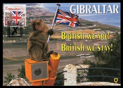 GIBRALTAR 2017 Maximum Card 50 anniversary 1967 Referendum Barbary macaque flag
