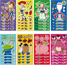 Make-A-Face Stickers Sheets Make Your Own Stickers,Mixed  Matched with 8 Design