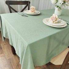 Cotton Linen Fabric Table Cloth Washable Rectangle Table Cover Sage green beige