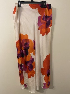 NWT New York & Company White Pink Orchid Floral Lined Max Dress Size XL