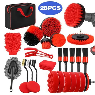 #ad 28Pcs Car Cleaning Kit Interior Exterior Auto Detailing Wash Drill Brush part US $25.99