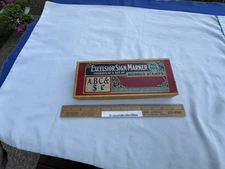 Vintage 1920's Excelsior Sign Marker No 105 Rubber Ink Stamps and Pad nice box