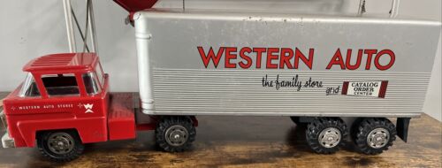 1950's Marx Semi Truck Western Auto Metal 25" Pressed Steel Toy Very Nice ! - Picture 1 of 15