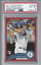 2011 TOPPS UPDATE #US192  MIKE MOUSTAKAS TARGET RED RARE RC PSA 8 NM-MT NEW CASE