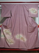Japanese Kimono HOUMONGI Fabric Silk Woman Kyoto Japan Vintage antique kf-140