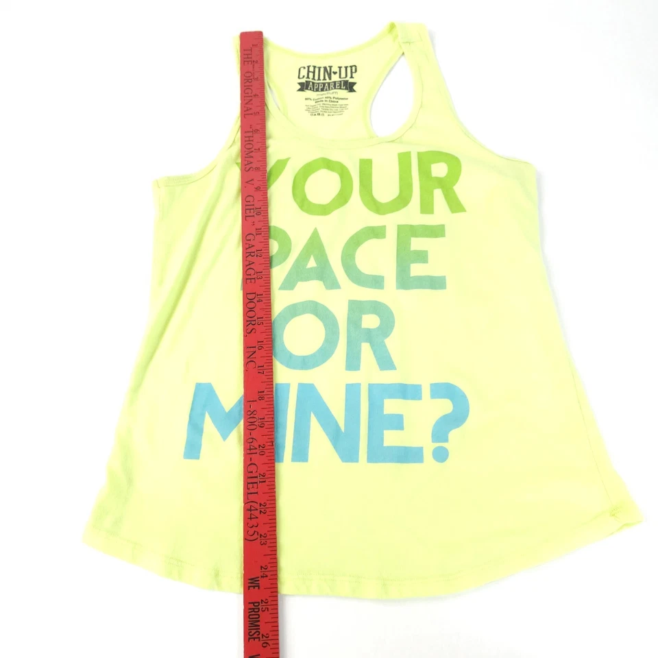 Camiseta sin mangas de gimnasio para mujer mediana verde neón entrenamiento mentón ropa ritmo Foto 4 de 4