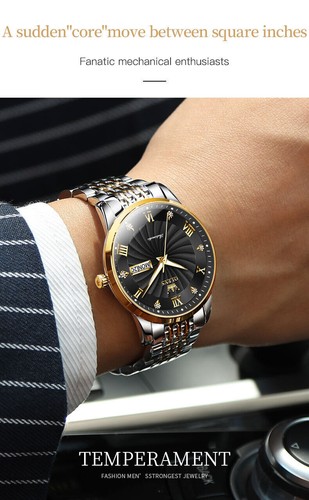 OLEVS Mechanical Watch Calendar Week Waterproof Men & Women Wristwatches - Picture 16 of 37