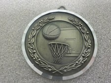 Basketball medal, Gold, award, 2", ball  hoop, boys girls,1st place, engraved