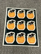 Vintage Hallmark Halloween Black Cats Jack O Lanterns Sticker Sheet