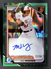 2024 Bowman Chrome GREEN LAVA REFRACTOR PROSPECT ROOKIE AUTO Max Wagner 27/99