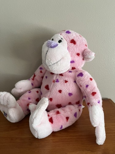 Liebesaffe Webkinz Ganz Plüsch rosa Herzen HM343 9 Zoll - Bild 3 von 6