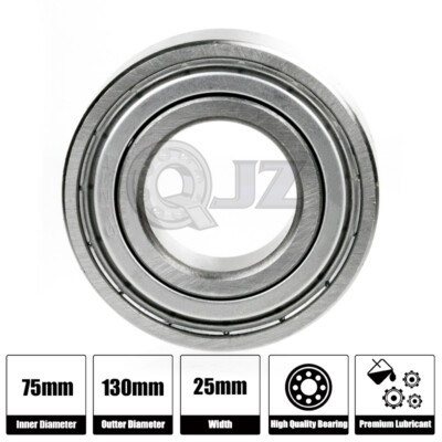 1x 6215-ZZ Ball Bearing 75mm x 130mm x 25mm Double Shielded Seal NEW QJZ Metal