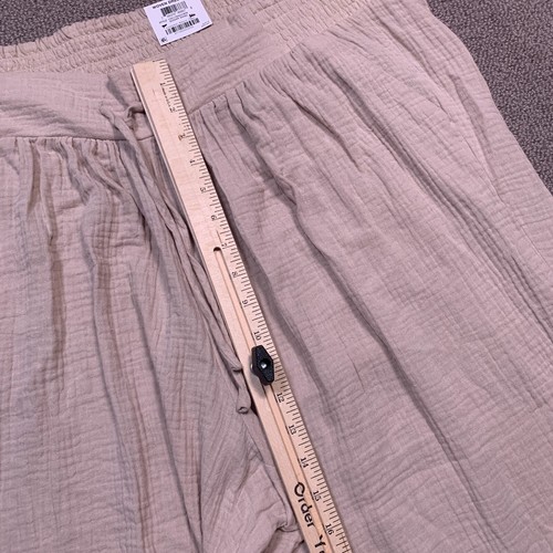 JM Collection Pants XXXL Beige Woven Dressing Wide Leg High Rise Pull On Lightwt - Picture 6 of 18