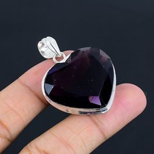 Ciondolo gioiello in argento sterling 925 con cuore ametista africana 1,8" VJ...