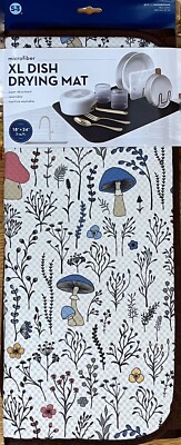 Microfiber X-Large Dish Drying Mat 18x24 in Mushrooms Print Super Absorbent New