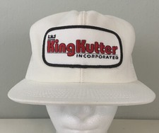Vintage K-Products King Kutter Patch Mower Mesh Snapback Hat White USA Made