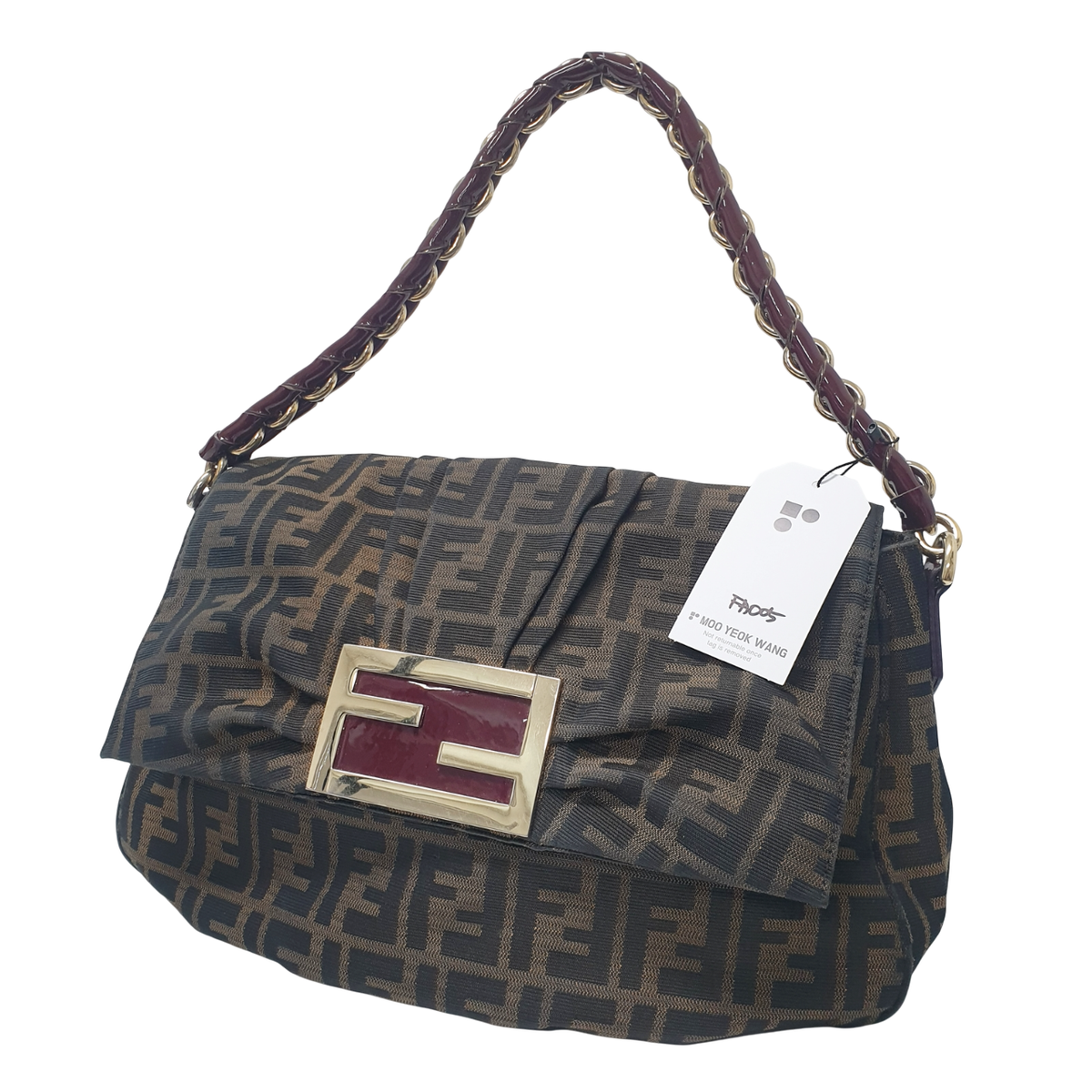 NO TARIFF FENDI Mia Zucca Pattern Chain Shoulder Bag 8BR614