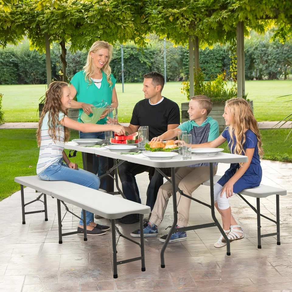 3 set Bierzeltgarnitur Klappbar 180cm Biertisch Gartenmöbel Set mit Tragegriffe - Bild 3 von 4