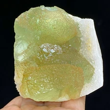 244g Translucent Green Pyramid Fluorite & White Quartz Mineral Specimen