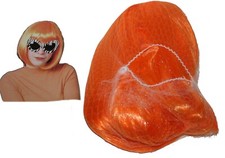 Cute Orange Bob Wig, Short Straight w Bangs Adult Size Cosplay Costume Accessory