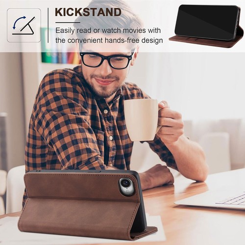 Funda protectora de pantalla con soporte de cuero para iPhone 16 Pro Max/Plus/16e - Imagen 9 de 42