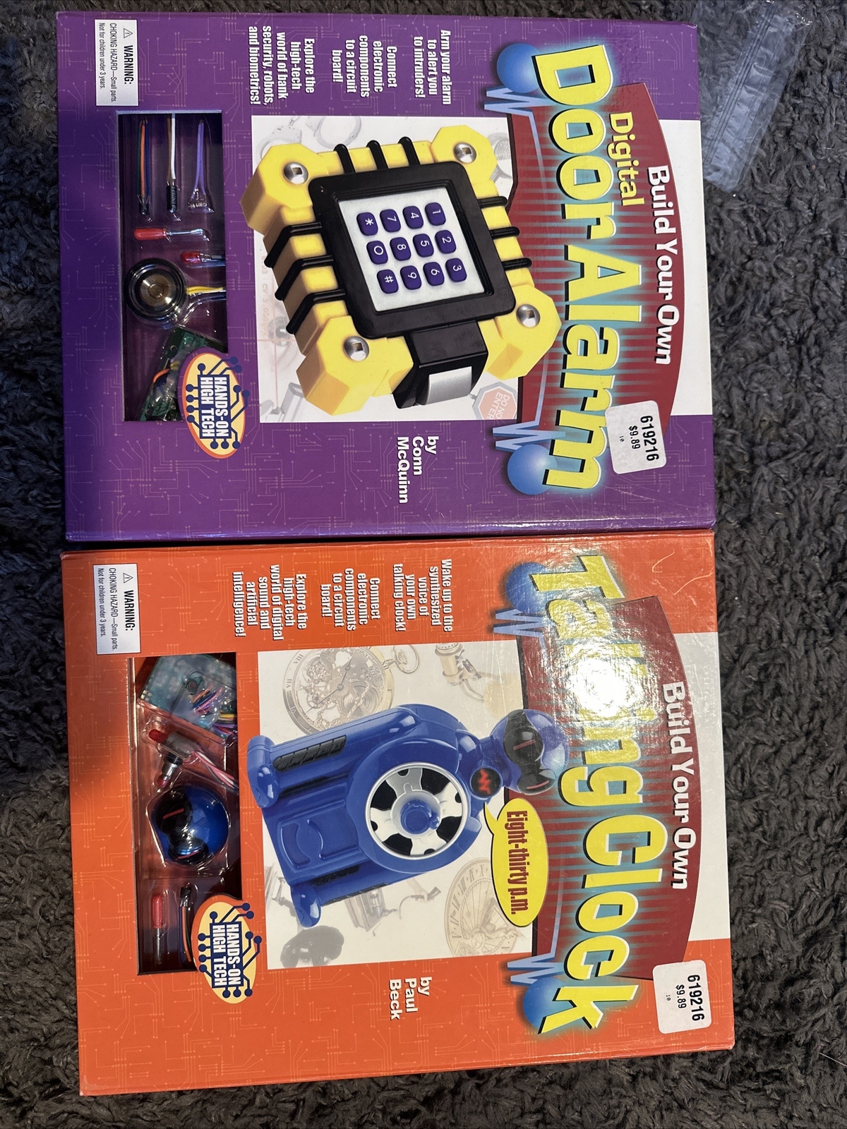 2- NEW Build Your Own Science Kits, Talking Clock, Door Alar
