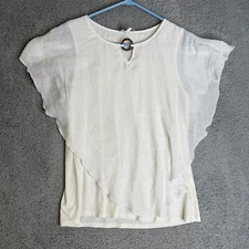 NAIF Layered White Bohemian Boho Poncho Blouse Top Petite XL