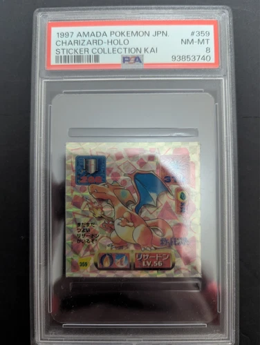 1997 AMADA POKEMON JPN CHARIZARD HOLO STICKER COLLECTION KAI PSA8