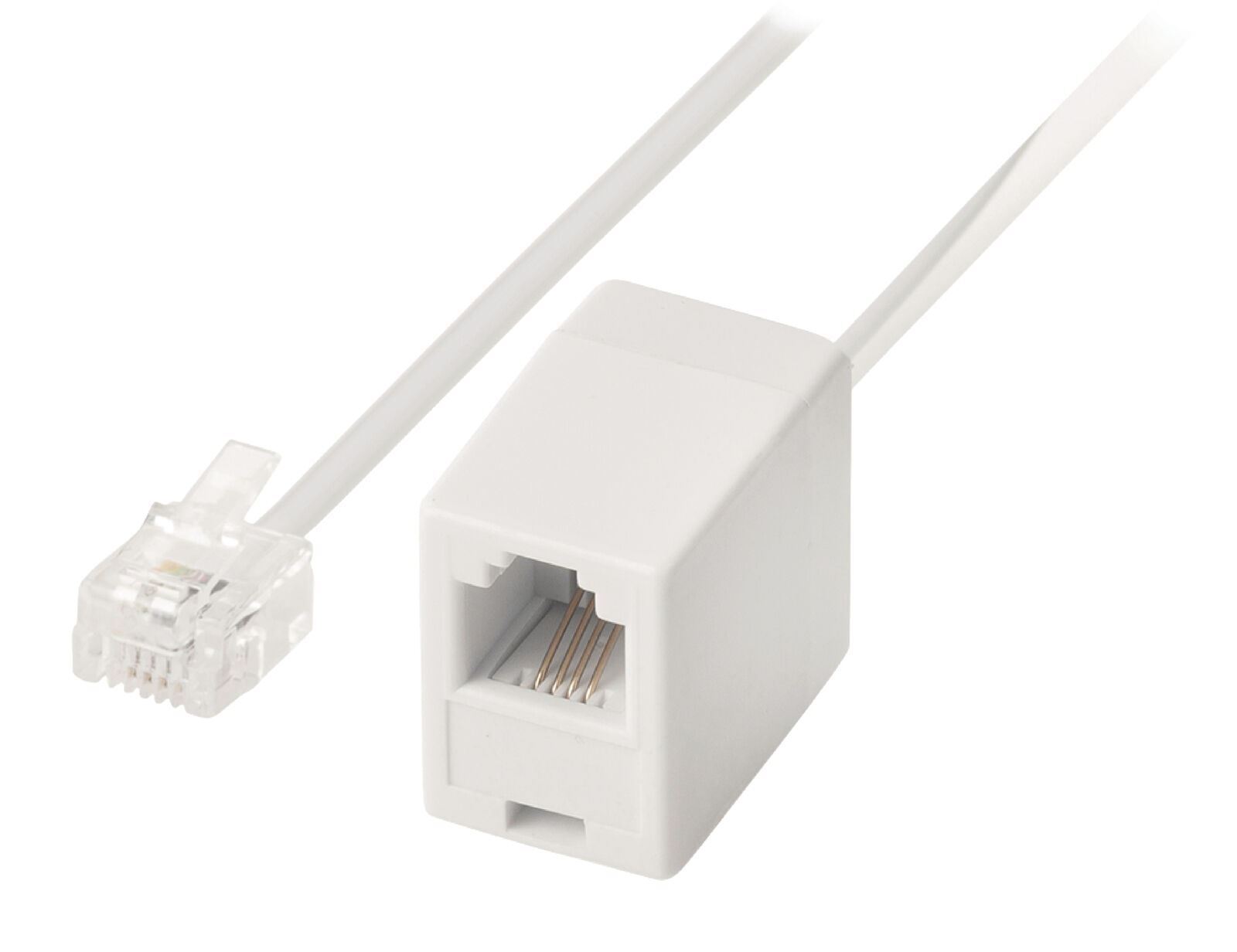 2m RJ11 to RJ11 9P4C Extension Cable with Coupler for Broadband ...