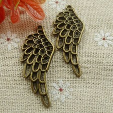 Free Ship 70 pcs Antique bronze wing charms pendant 42x17mm L-678