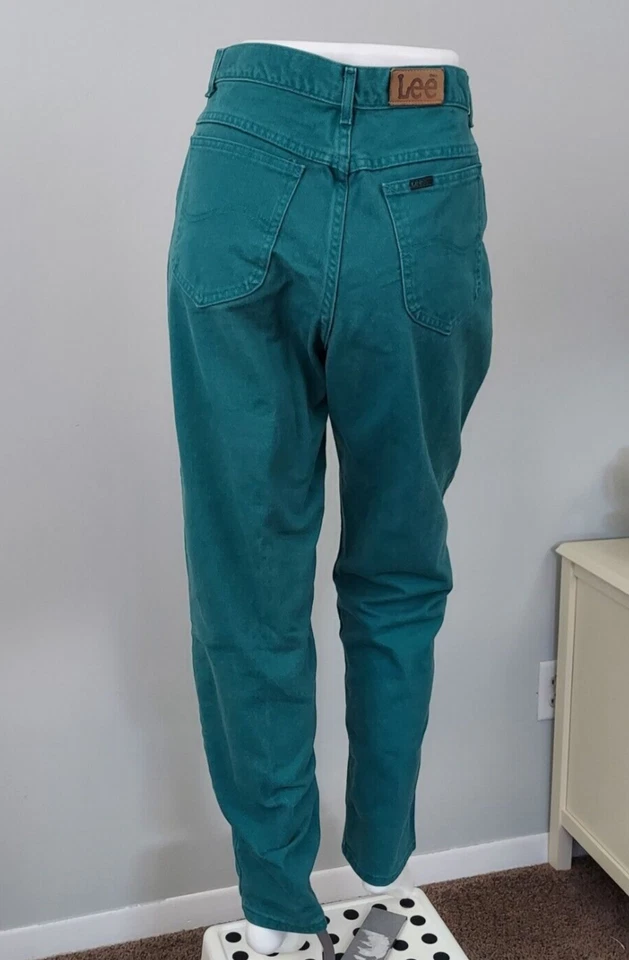 Jeans verdes raros hechos por Lee Union vintage de los 90 con costuras azules, cintura alta, talla 30 pulgadas Foto 4 de 4