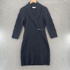 Calvin Klein Dress Womens Small Gray Sweater Shawl Neck Buckle Accent Asymmetric