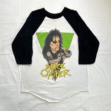 RARE Vintage 1986 Alice Cooper Tour '86-'87 Concert T-Shirt Raglan Sleeve - XL