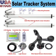 LCD Dual Axis Solar Panel Tracking Tracker &14" Linear Actuators &Anemometer CL
