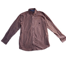 Chaps Mens Size XL Red Black White Check Button Down Long Sleeve Shirt