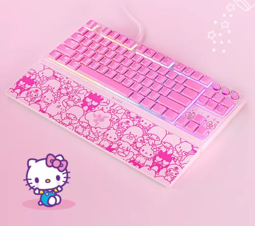 Razer x Sanrio Hello Kitty² Blackwidow Tenkeyless Keyboard and Wrist Rest Combo - Picture 2 of 6