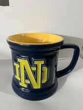 NOTRE DAME FIGHTING IRISH Ceramic Coffee Tea Mug Navy/Gold CLEAN