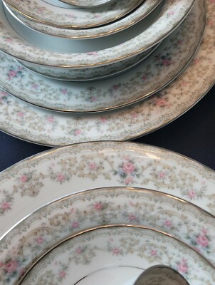 NORITAKE Edgewood - 61 Pcs. Dinnerware Set, Pink & Blue Flowers NORITAKE Edgewood - 61 Pcs. Dinnerware Set, Pink & Blue Flowers