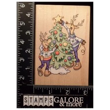 Stampendous Rubber Stamps CHRISTMAS P054 REINDEER TRIM TREE ORNAMENTS 811