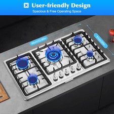 34 Inch Gas Cooktop 5 Burners Built-in Gas St...