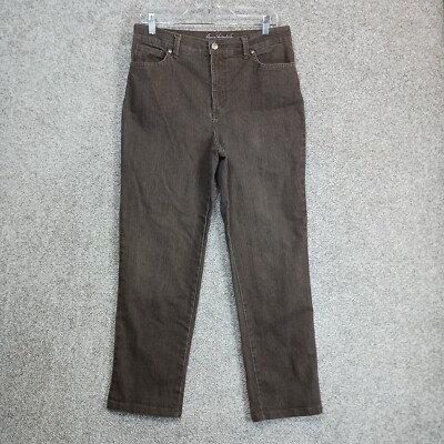 Gloria Vanderbilt Jeans Womens 10 Brown Amanda Slimming Rhinestone Embroidered