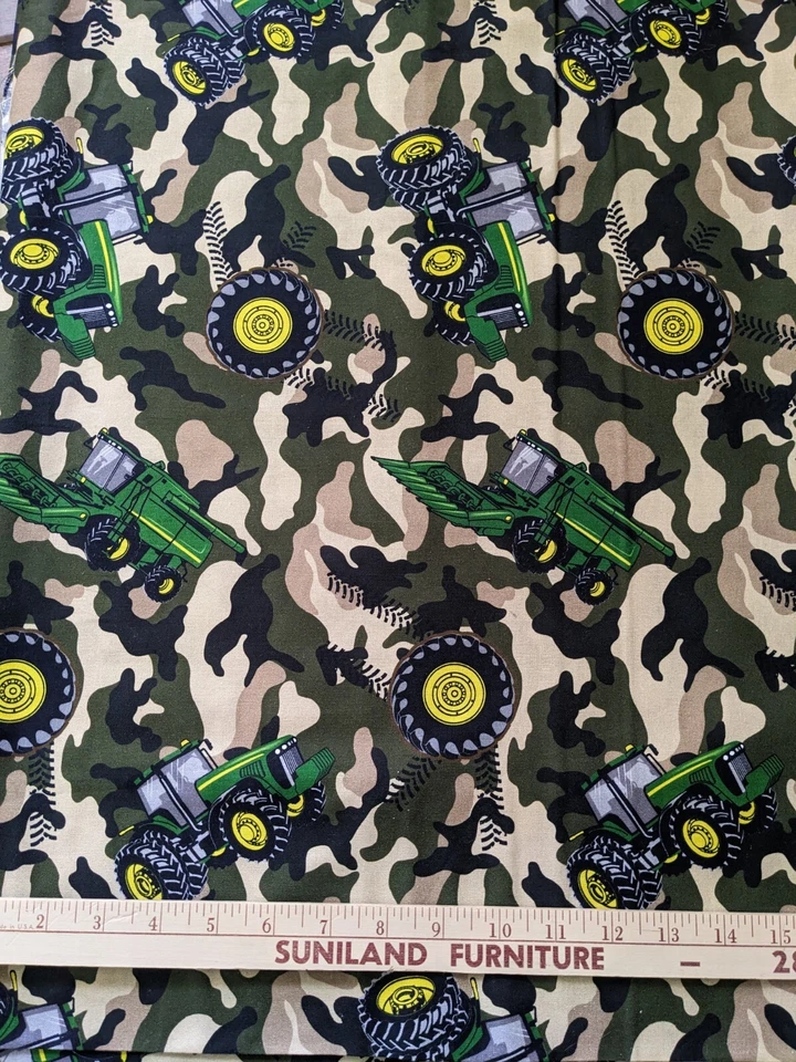 17x42" Cotton John Deere Cotton Fabric Camouflage Camo Tractors Green - Image 2 of 4