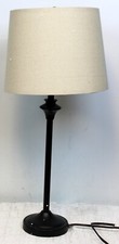 Modern Minimalist Table Lamp Black off White Canvas Classic Elegant 1 Bulb Shade