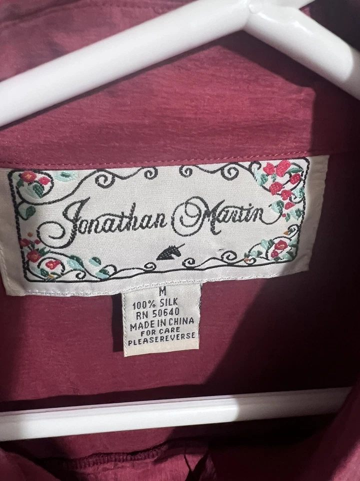 Blusa de seda para mujer Jonathan Martin Studio vintage años 90 color ladrillo M Foto 3 de 3